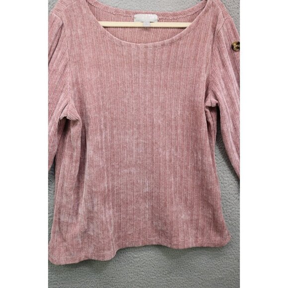 Carolyn Taylor 3/4 Sleeve Ribbed Pink Sweater-Size XL-Soft & Cozy - Picture 2 of 10